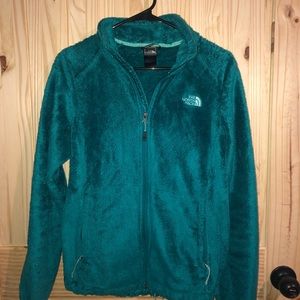 Teal North face zip up jacket